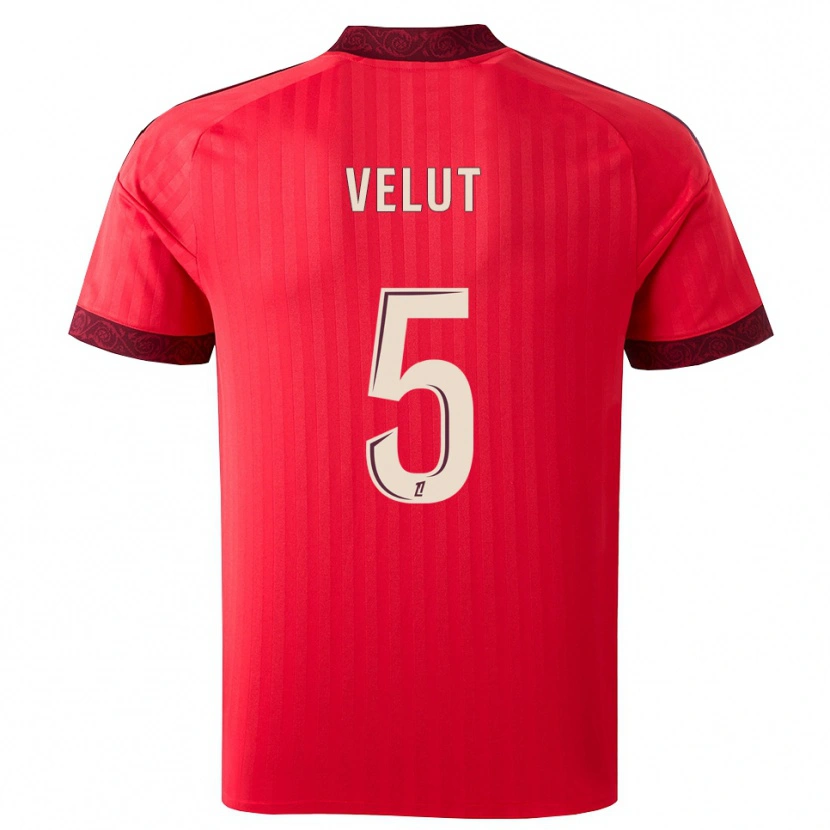 DanxenメンズNolan Velut#5バーガンディ レッド ホワイトアウェイシャツ2026/27ジャージーユニフォーム