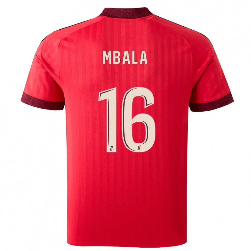 DanxenメンズJoël Mbala#16バーガンディ レッド ホワイトアウェイシャツ2026/27ジャージーユニフォーム