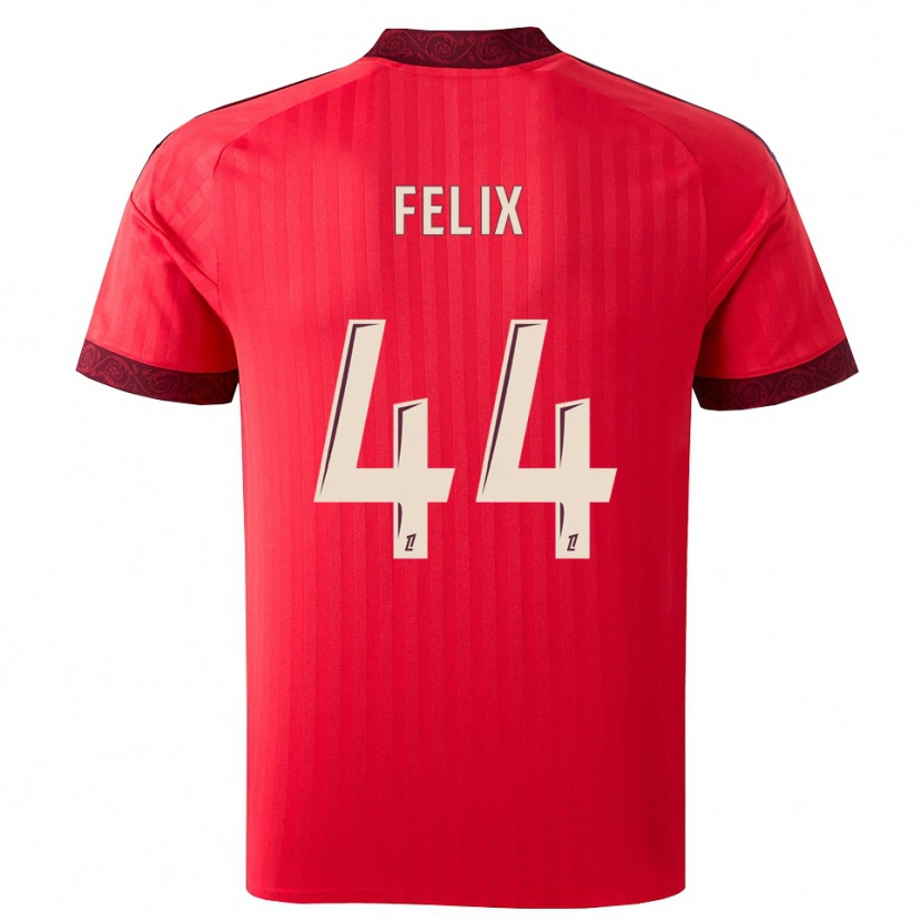 Danxenメンズマーリー・フェリックス#44バーガンディ レッド ホワイトアウェイシャツ2026/27ジャージーユニフォーム