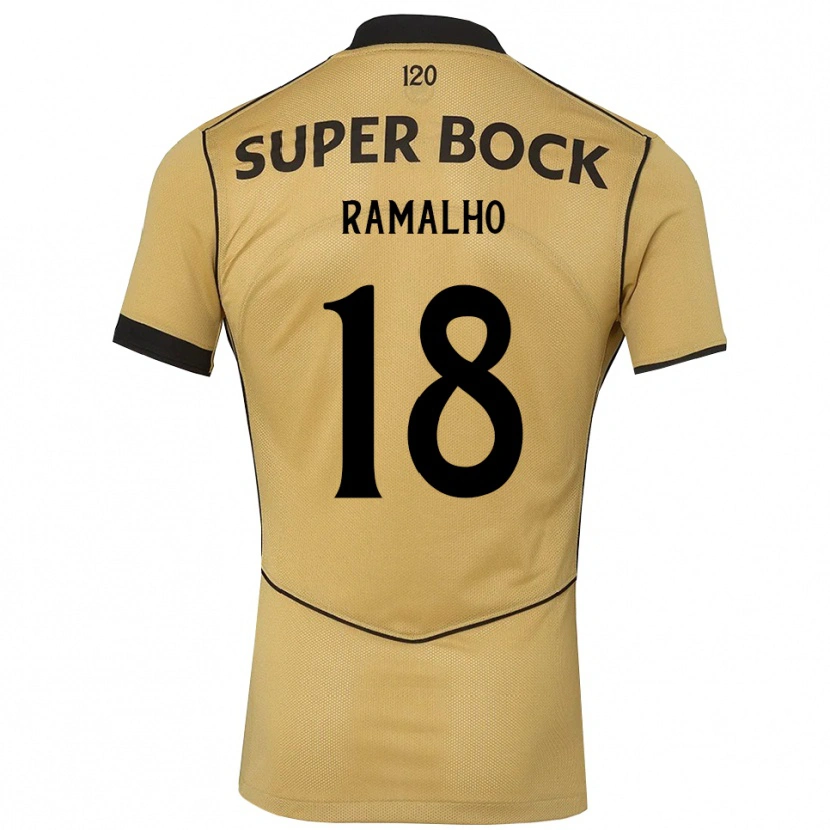 Danxenメンズイネス・フィリパ・ラマーリョ・ゴンサウ#18ゴールデンロッド ブラックアウェイシャツ2026/27ジャージーユニフォーム