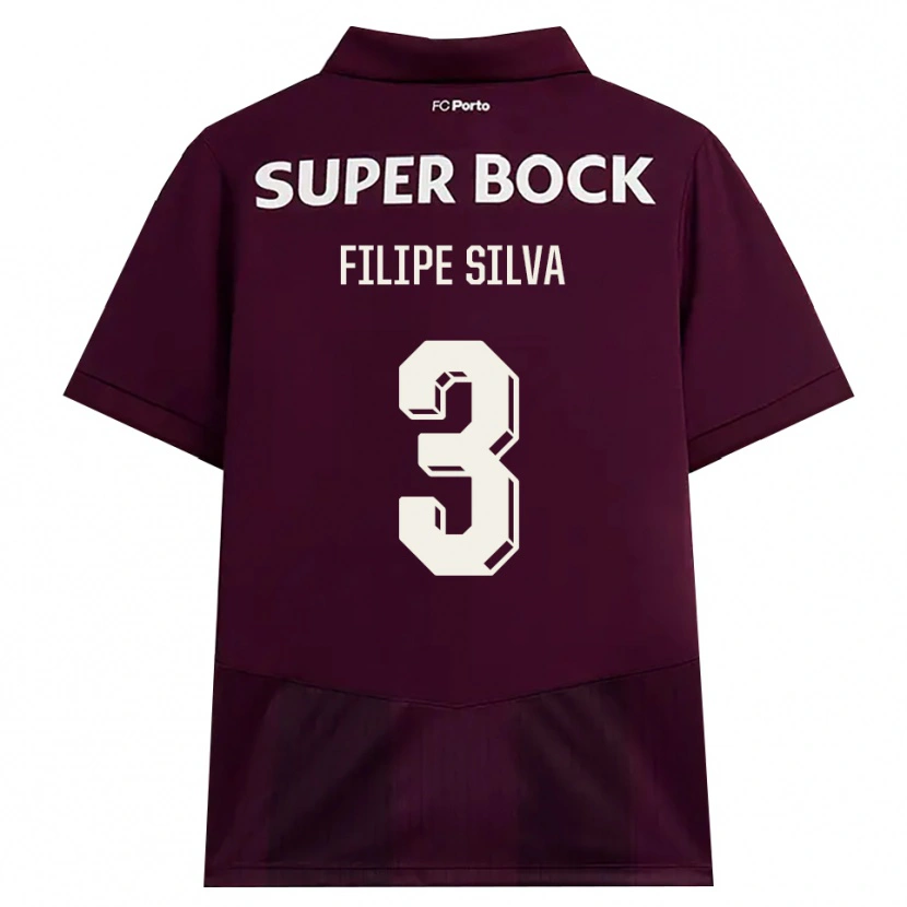 DanxenメンズFilipe Silva#3バーガンディ ホワイトアウェイシャツ2026/27ジャージーユニフォーム