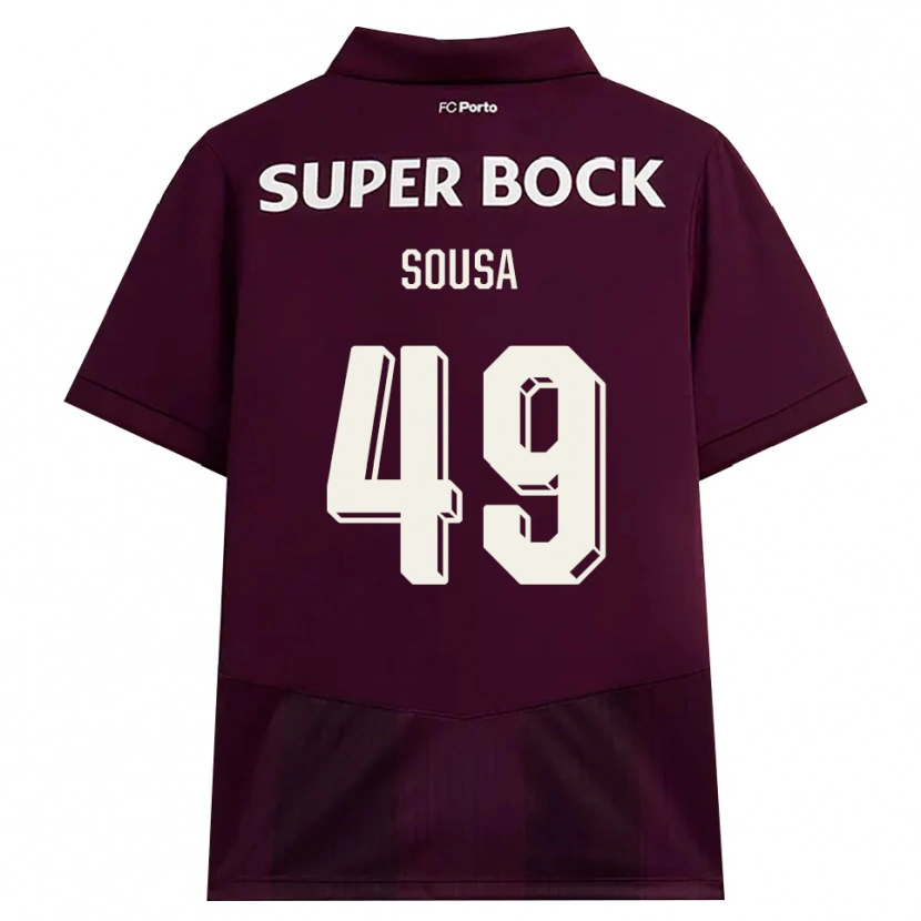DanxenメンズGonçalo Sousa#49バーガンディ ホワイトアウェイシャツ2026/27ジャージーユニフォーム