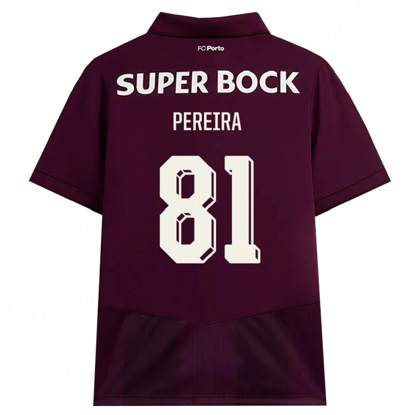 DanxenメンズMartim Pereira#81バーガンディ ホワイトアウェイシャツ2026/27ジャージーユニフォーム