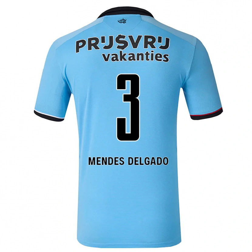 DanxenメンズNestly Mendes Delgado#3ディープスカイブルー ブラック レッドアウェイシャツ2026/27ジャージーユニフォーム
