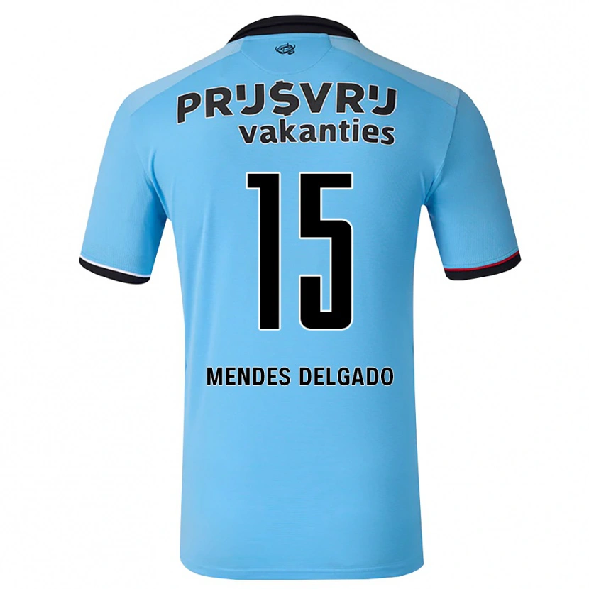 DanxenメンズJayden Mendes Delgado#15ディープスカイブルー ブラック レッドアウェイシャツ2026/27ジャージーユニフォーム