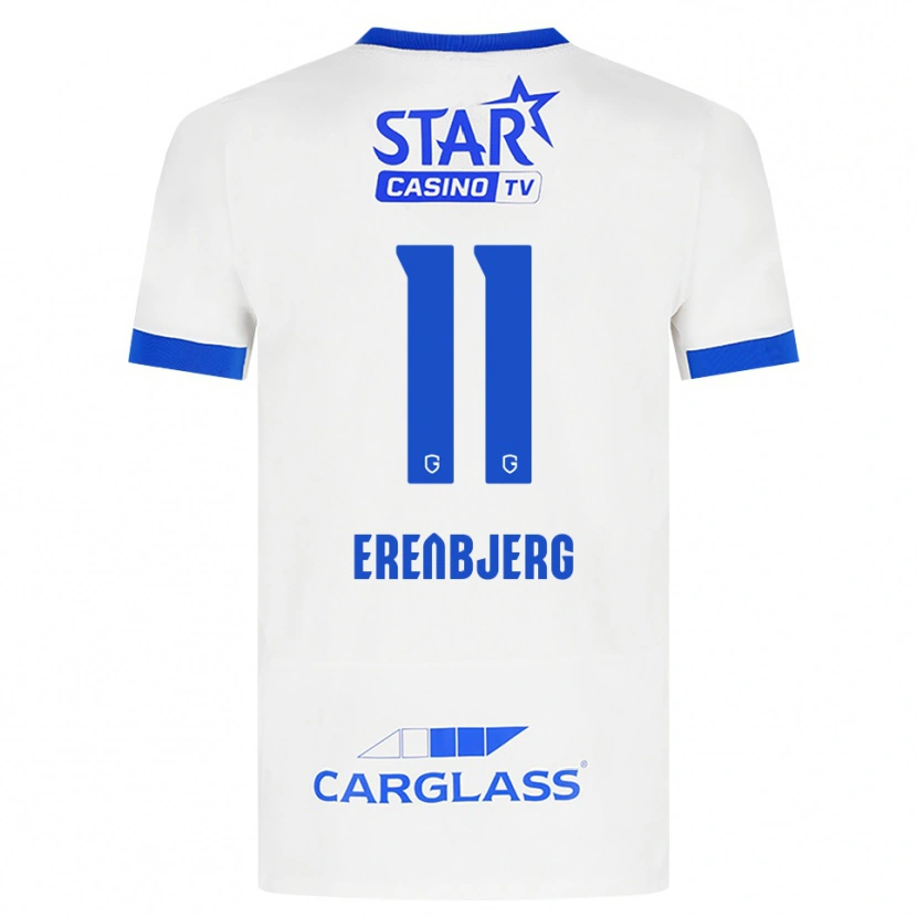 DanxenメンズJeppe Erenbjerg#11ホワイト ブルーアウェイシャツ2026/27ジャージーユニフォーム