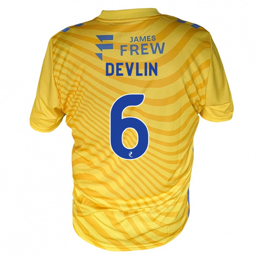 DanxenレディースDaniel Devlin#6ロイヤルブルー 黄アウェイシャツ2026/27ジャージーユニフォーム
