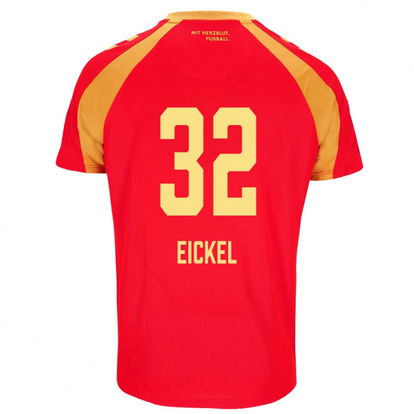 DanxenレディースLasse Eickel#32レッド オレンジ ブラックアウェイシャツ2026/27ジャージーユニフォーム