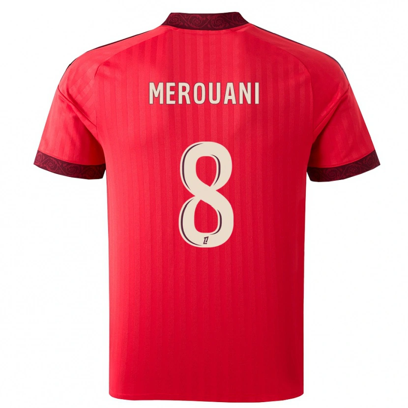 DanxenレディースDjibril Merouani#8バーガンディ レッド ホワイトアウェイシャツ2026/27ジャージーユニフォーム