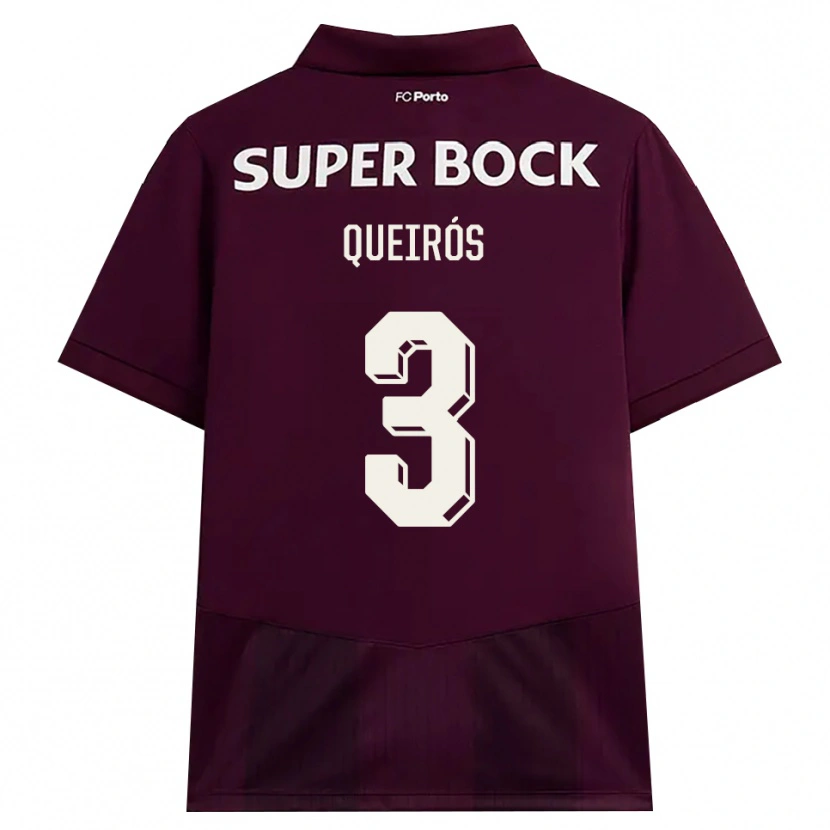 DanxenレディースMariana Queirós#3バーガンディ ホワイトアウェイシャツ2026/27ジャージーユニフォーム