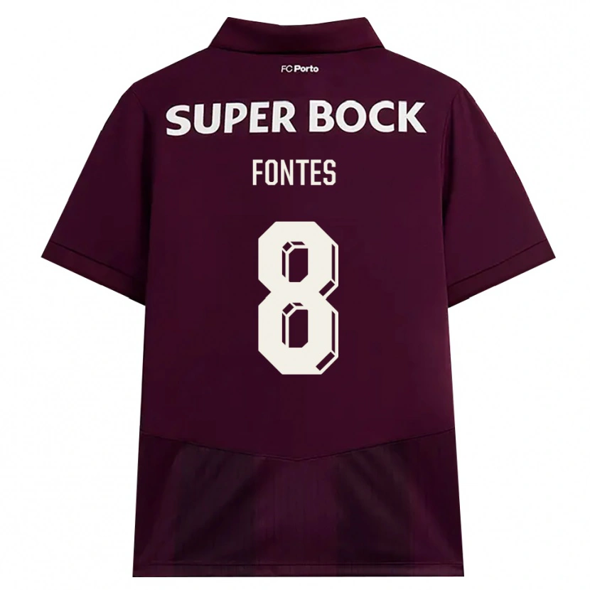 DanxenレディースGonçalo Fontes#8バーガンディ ホワイトアウェイシャツ2026/27ジャージーユニフォーム