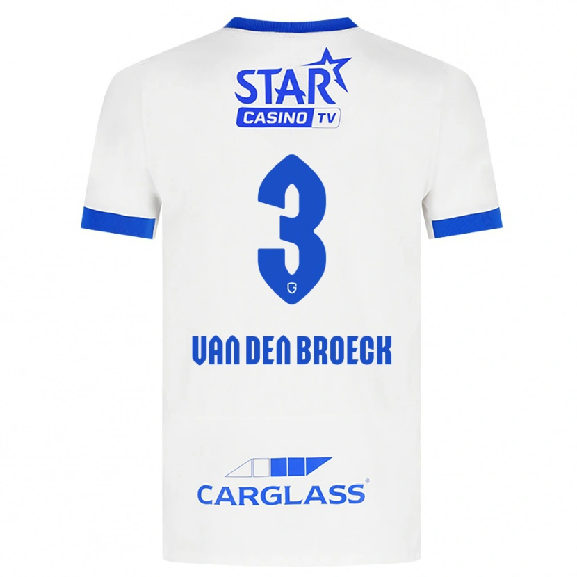 DanxenレディースKobe Van Den Broeck#3ホワイト ブルーアウェイシャツ2026/27ジャージーユニフォーム