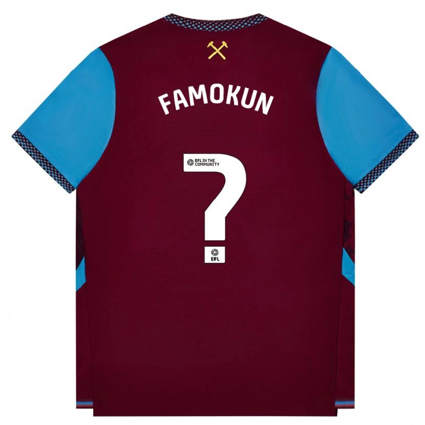 DanxenキッズEmmanuel Famokun#0バーガンディ コーンフラワーブルーホームシャツ2026/27ジャージーユニフォーム