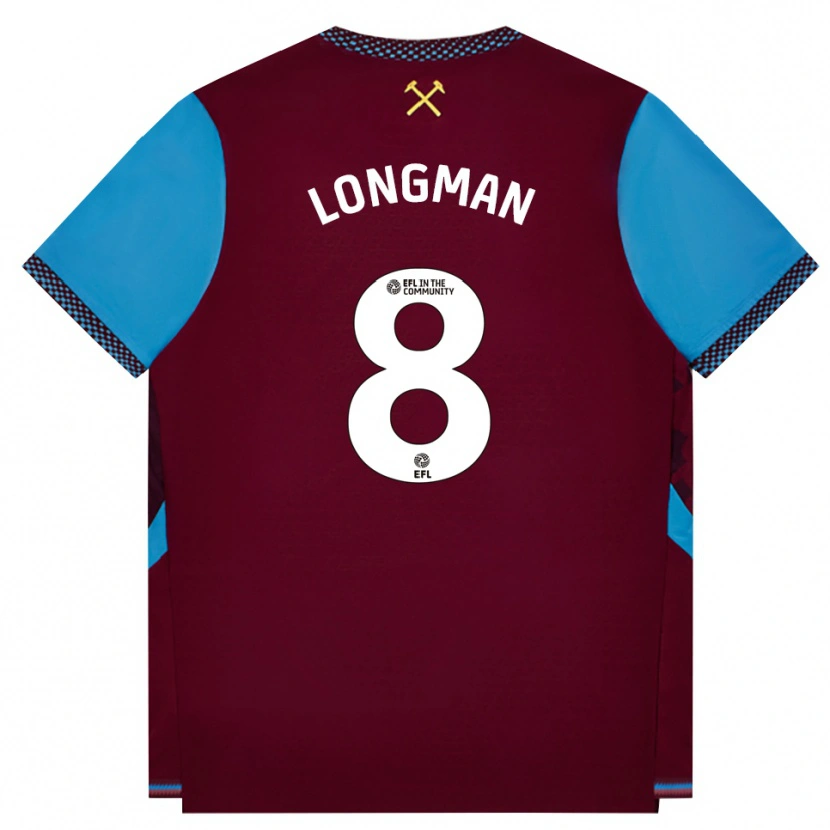 DanxenキッズJude Longman#8バーガンディ コーンフラワーブルーホームシャツ2026/27ジャージーユニフォーム