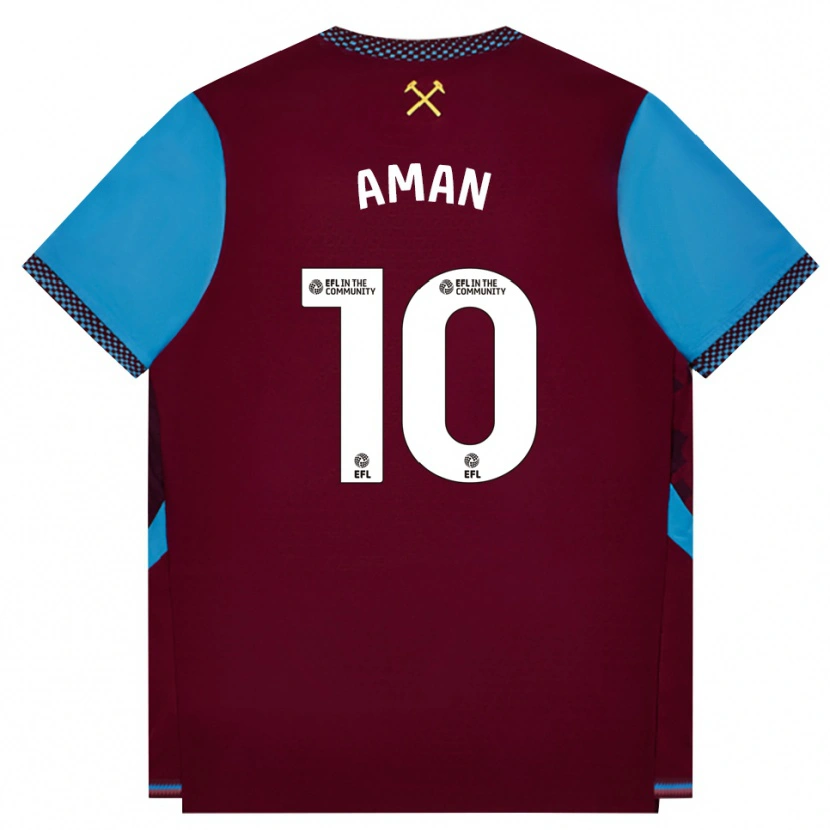 DanxenキッズAbdulkareem Aman#10バーガンディ コーンフラワーブルーホームシャツ2026/27ジャージーユニフォーム