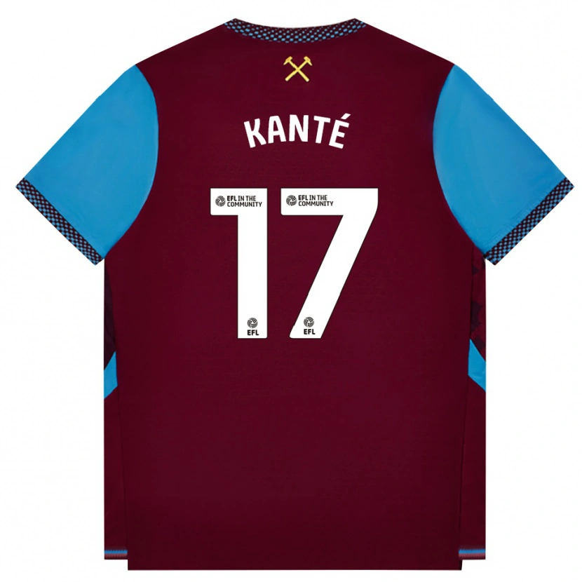 DanxenキッズMohamadou Kanté#17バーガンディ コーンフラワーブルーホームシャツ2026/27ジャージーユニフォーム