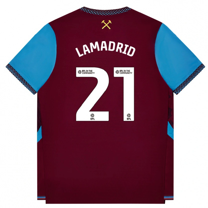 DanxenキッズKeiber Lamadrid#21バーガンディ コーンフラワーブルーホームシャツ2026/27ジャージーユニフォーム
