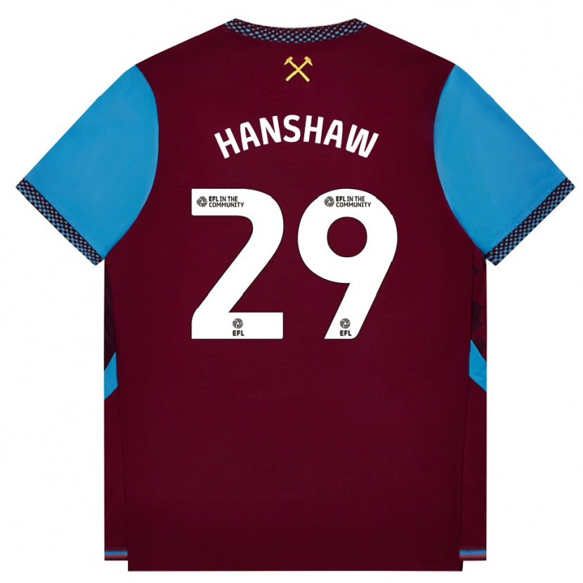 DanxenキッズVerena Hanshaw#29バーガンディ コーンフラワーブルーホームシャツ2026/27ジャージーユニフォーム