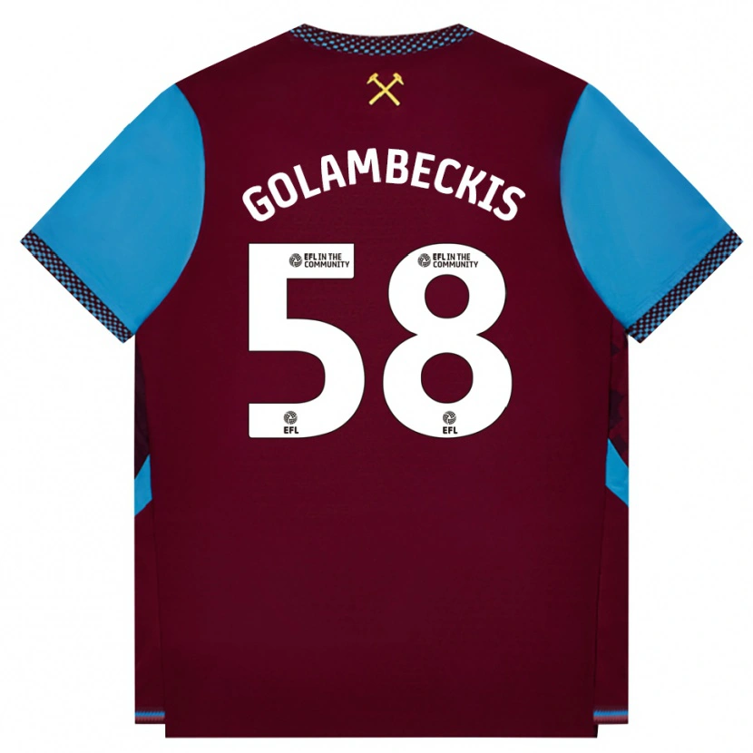 DanxenキッズAiridas Golambeckis#58バーガンディ コーンフラワーブルーホームシャツ2026/27ジャージーユニフォーム