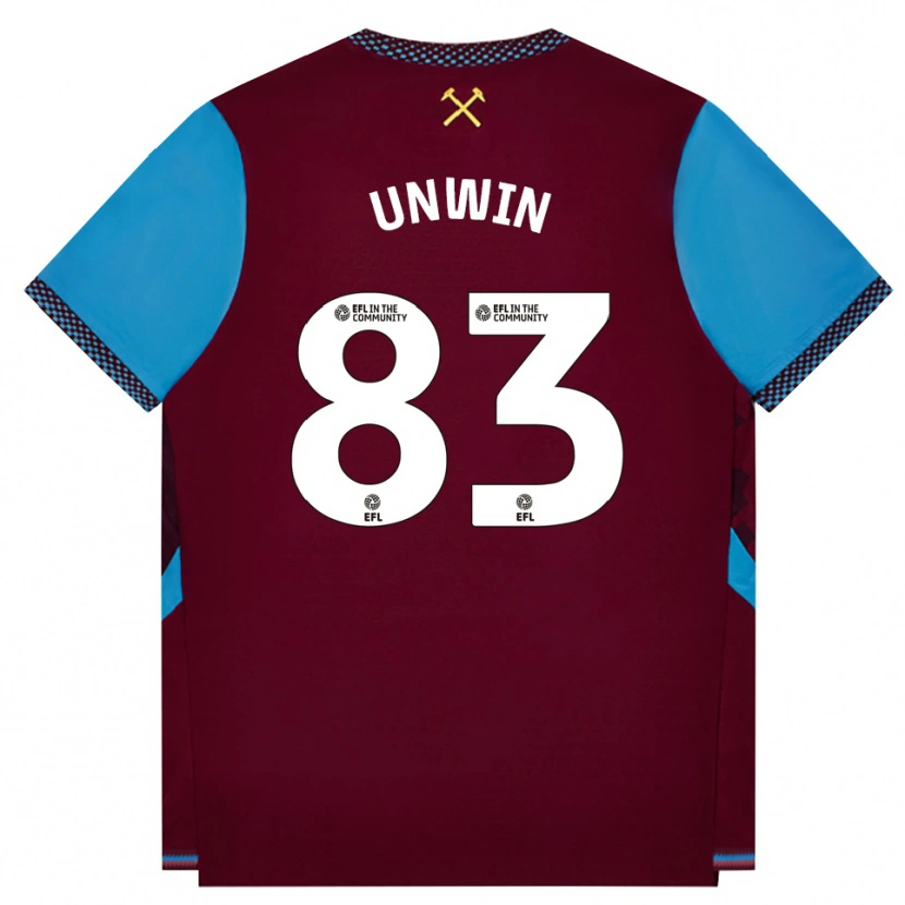DanxenキッズJonathan Unwin#83バーガンディ コーンフラワーブルーホームシャツ2026/27ジャージーユニフォーム