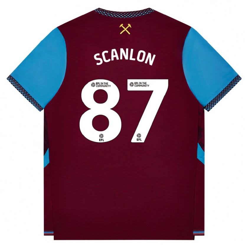 DanxenキッズJoe Scanlon#87バーガンディ コーンフラワーブルーホームシャツ2026/27ジャージーユニフォーム