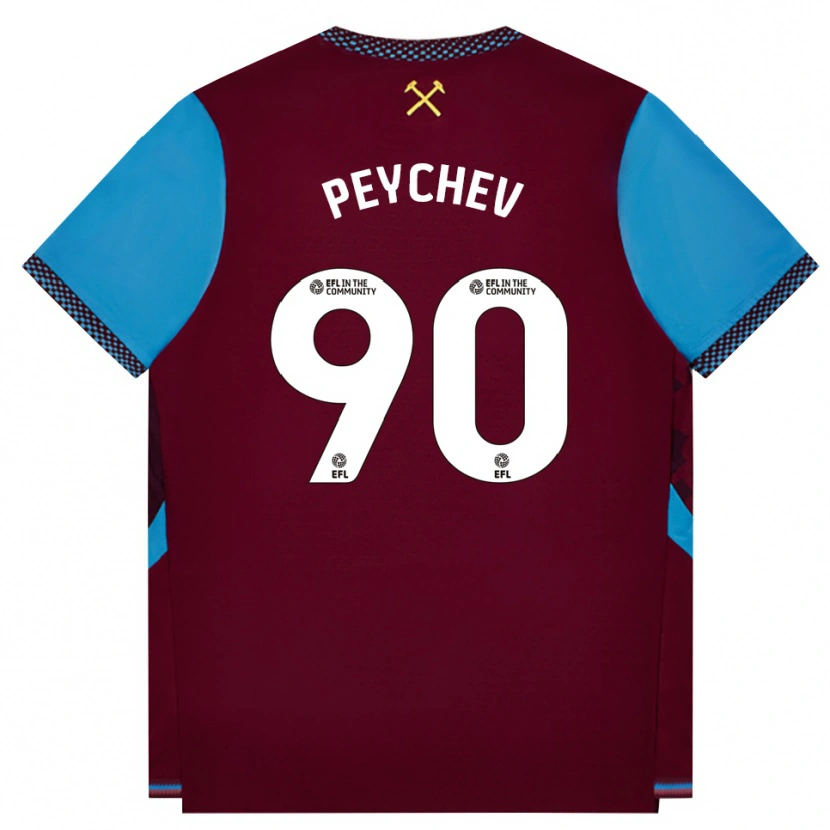 DanxenキッズMartin Peychev#90バーガンディ コーンフラワーブルーホームシャツ2026/27ジャージーユニフォーム
