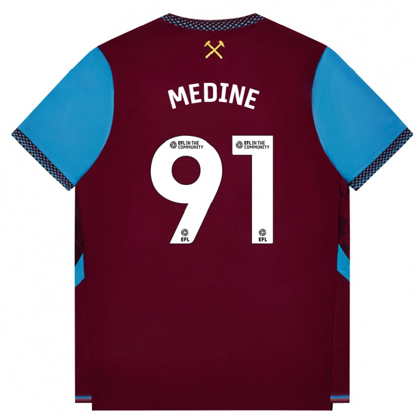 DanxenキッズJephthah Medine#91バーガンディ コーンフラワーブルーホームシャツ2026/27ジャージーユニフォーム