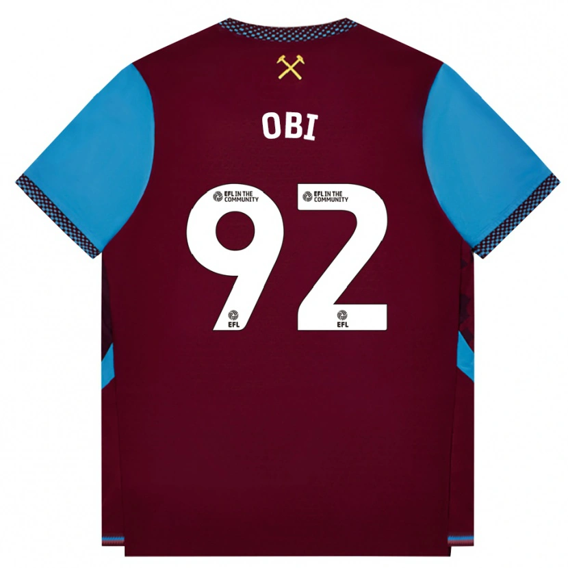 DanxenキッズChuk Obi#92バーガンディ コーンフラワーブルーホームシャツ2026/27ジャージーユニフォーム