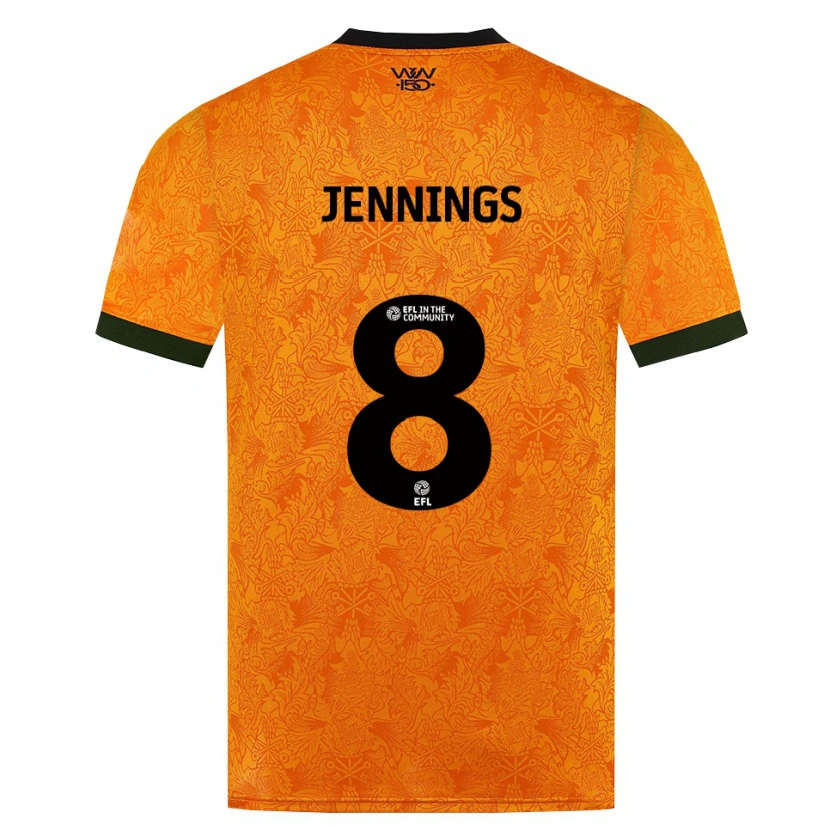 DanxenキッズShannie Jennings#8オレンジ ブラックホームシャツ2026/27ジャージーユニフォーム