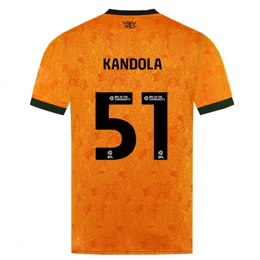 DanxenキッズKam Kandola#51オレンジ ブラックホームシャツ2026/27ジャージーユニフォーム