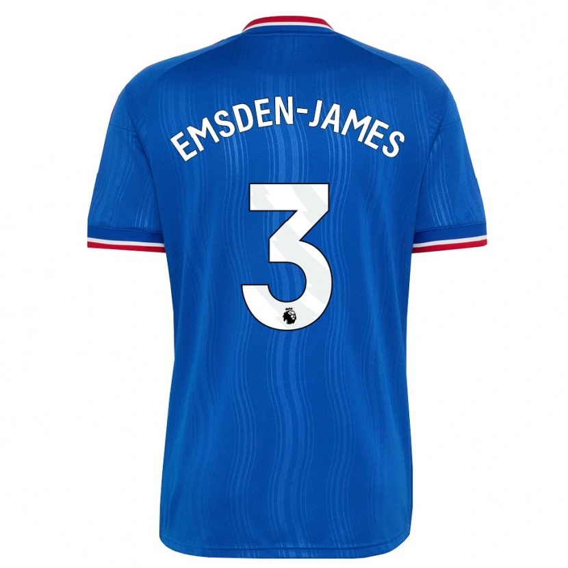 DanxenキッズHarley Emsden-James#3ブルー ホワイトレッドアウェイシャツ2026/27ジャージーユニフォーム