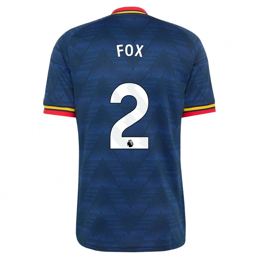 Danxenキッズエミリー・フォックス#2ミッドナイトブルー イエロー レッドアウェイシャツ2026/27ジャージーユニフォーム
