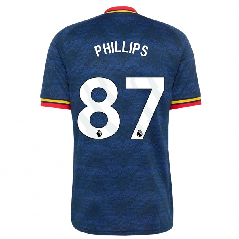 DanxenキッズBowen Phillips#87ミッドナイトブルー イエロー レッドアウェイシャツ2026/27ジャージーユニフォーム