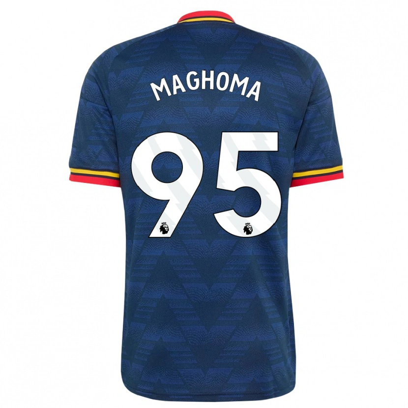 DanxenキッズJaden Maghoma#95ミッドナイトブルー イエロー レッドアウェイシャツ2026/27ジャージーユニフォーム