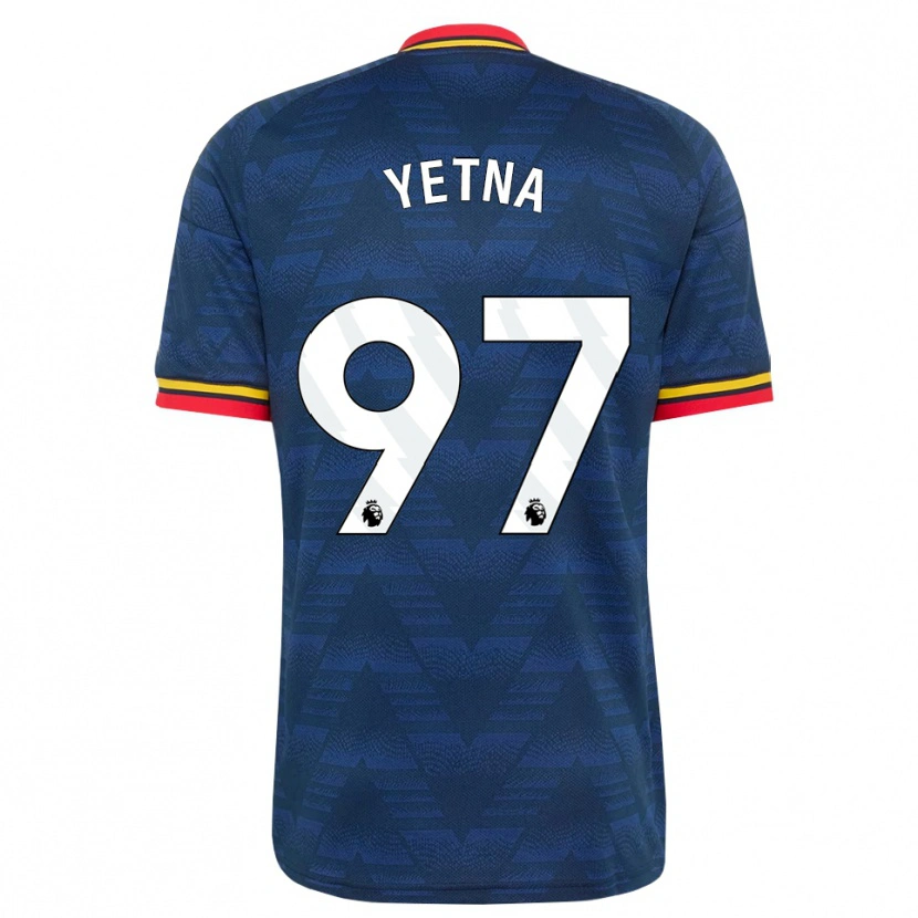 DanxenキッズMikael Yetna#97ミッドナイトブルー イエロー レッドアウェイシャツ2026/27ジャージーユニフォーム