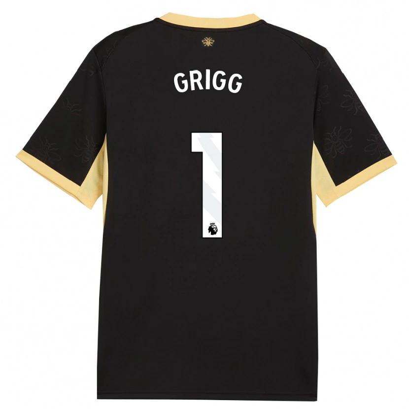 DanxenキッズFinley Grigg#1ブラック イエローアウェイシャツ2026/27ジャージーユニフォーム