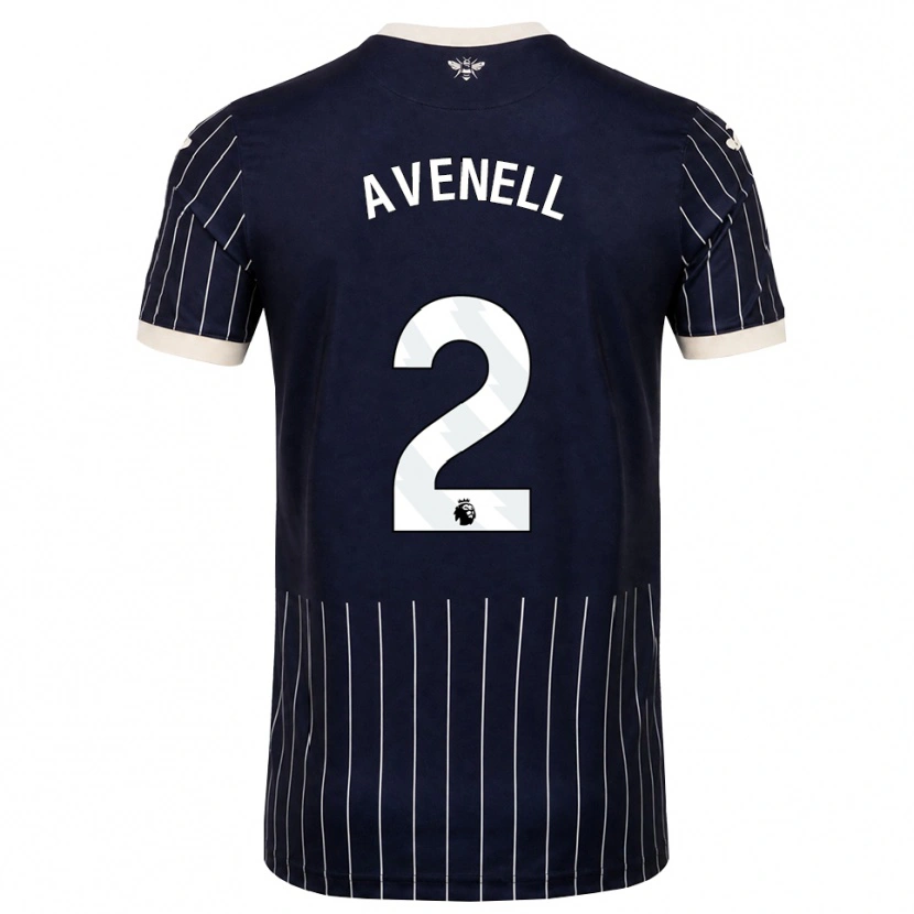 DanxenキッズCaelan Avenell#2ブラック ホワイトアウェイシャツ2026/27ジャージーユニフォーム