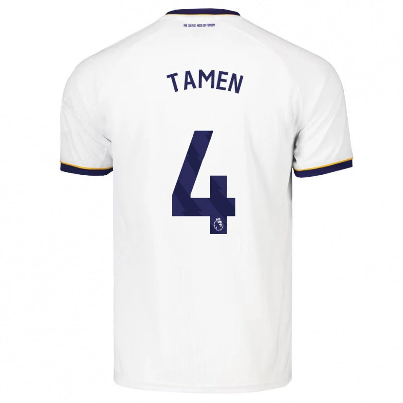 Danxenキッズウィリアム・タメン#4ミッドナイトブルー ホワイト イエローアウェイシャツ2026/27ジャージーユニフォーム