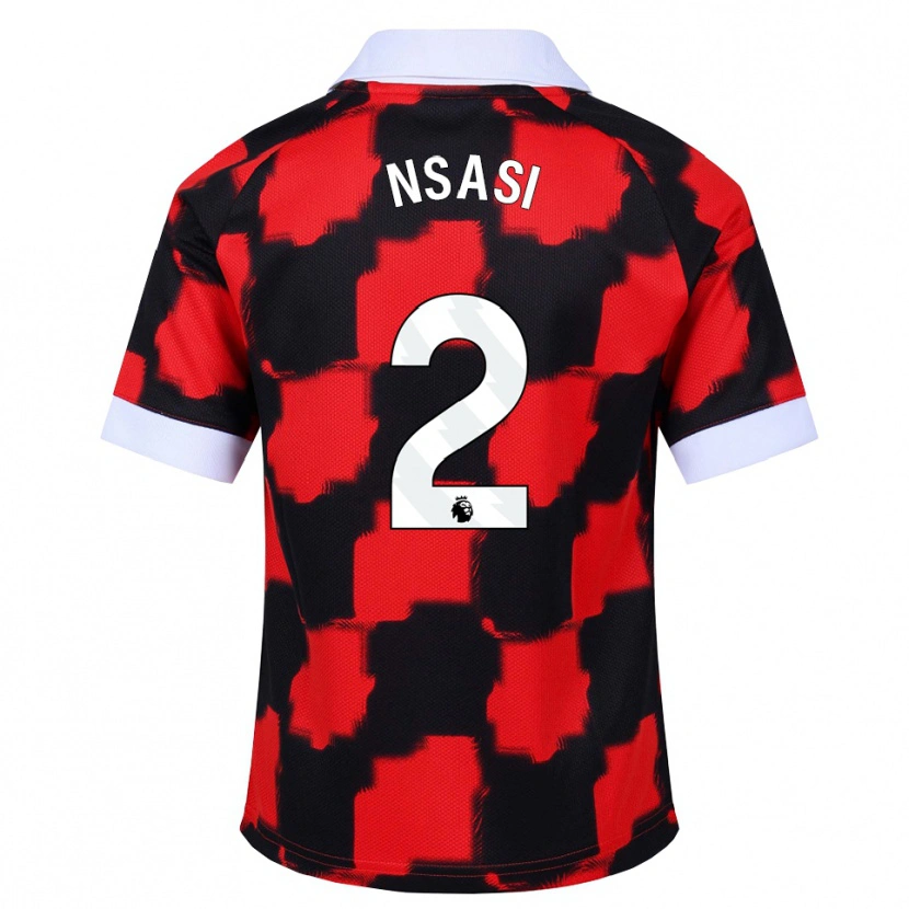 DanxenキッズEddy Nsasi#2レッド ホワイト ブラックアウェイシャツ2026/27ジャージーユニフォーム