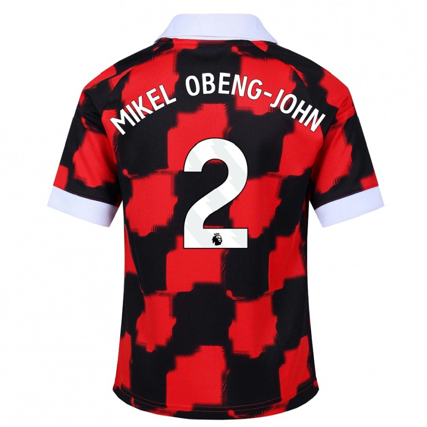 DanxenキッズJoe Mikel Obeng-John#2レッド ホワイト ブラックアウェイシャツ2026/27ジャージーユニフォーム