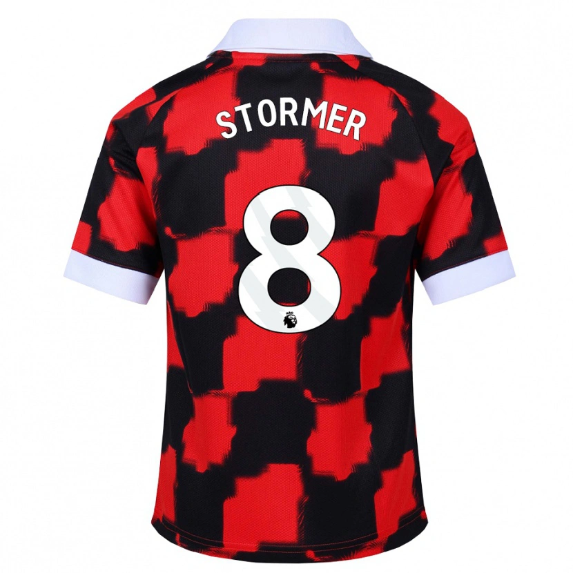DanxenキッズBecky Stormer#8レッド ホワイト ブラックアウェイシャツ2026/27ジャージーユニフォーム