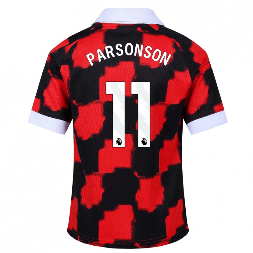 DanxenキッズMadi Parsonson#11レッド ホワイト ブラックアウェイシャツ2026/27ジャージーユニフォーム