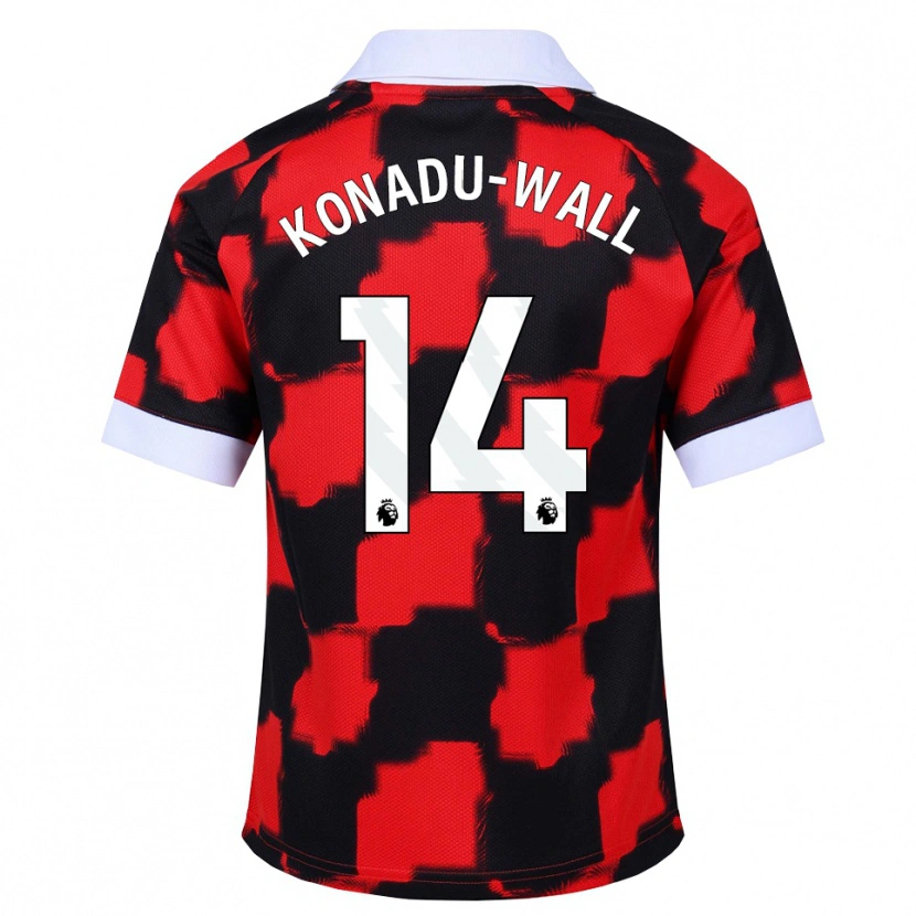 DanxenキッズLewis Konadu-Wall#14レッド ホワイト ブラックアウェイシャツ2026/27ジャージーユニフォーム