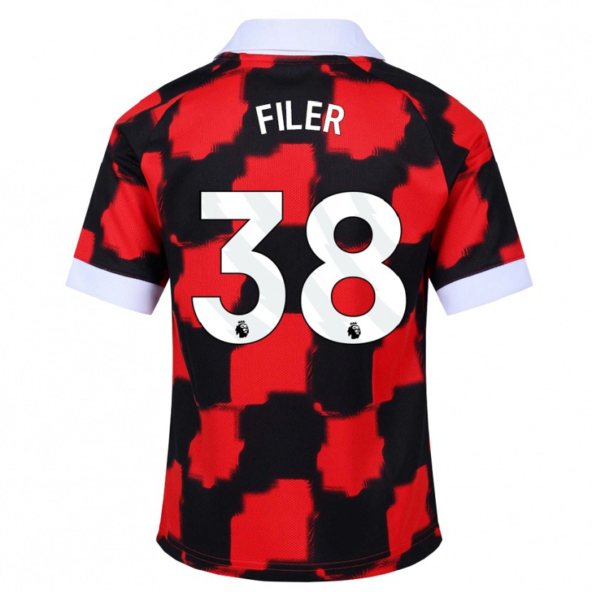 DanxenキッズMaddie Filer#38レッド ホワイト ブラックアウェイシャツ2026/27ジャージーユニフォーム