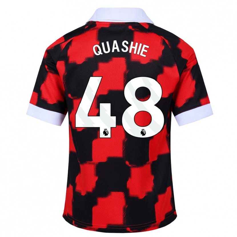 DanxenキッズJayden Quashie#48レッド ホワイト ブラックアウェイシャツ2026/27ジャージーユニフォーム