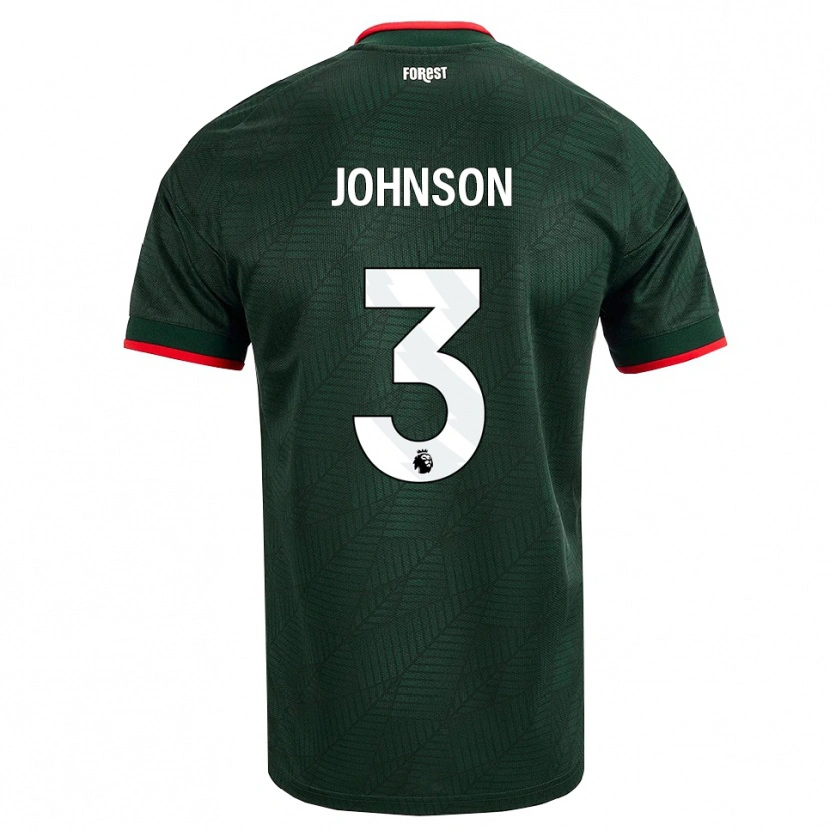Danxenキッズナット・ジョンソン#3ダークグリーン レッドアウェイシャツ2026/27ジャージーユニフォーム