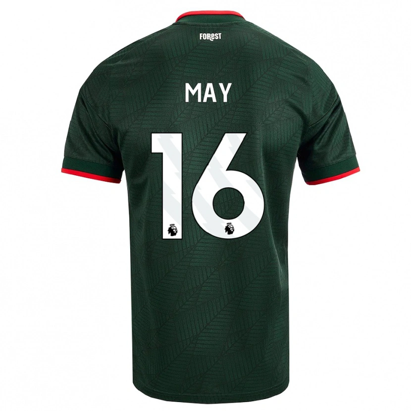 DanxenキッズBrandon May#16ダークグリーン レッドアウェイシャツ2026/27ジャージーユニフォーム