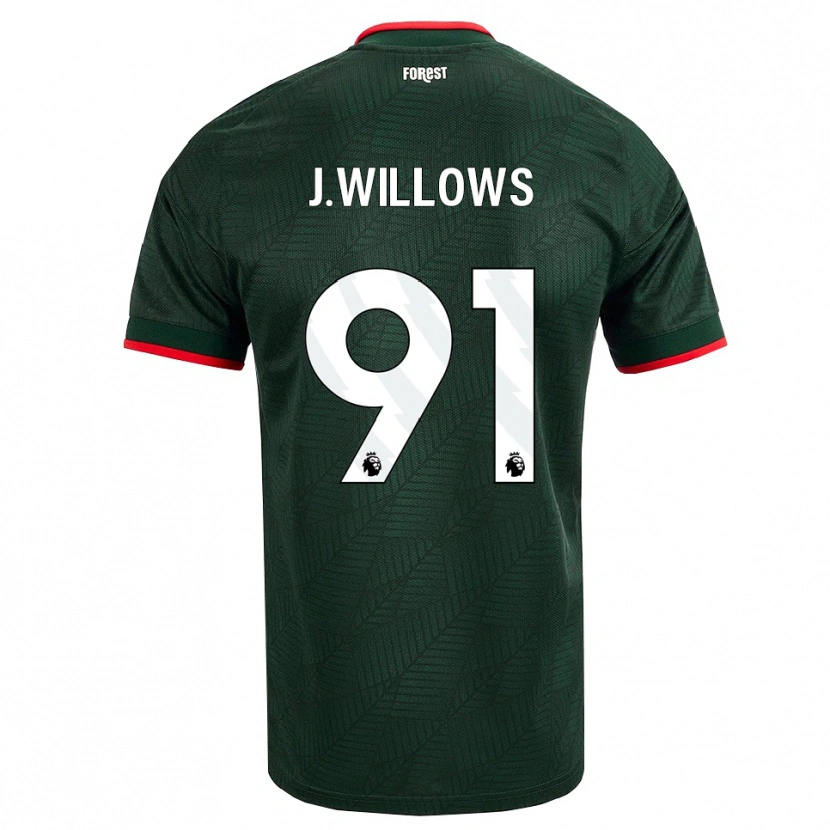 DanxenキッズJordan Willows#91ダークグリーン レッドアウェイシャツ2026/27ジャージーユニフォーム