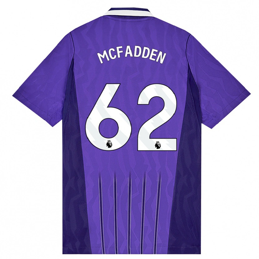Danxenキッズマックス・マクファデン#62パープル ホワイトサードユニフォームシャツ2026/27ジャージーユニフォーム