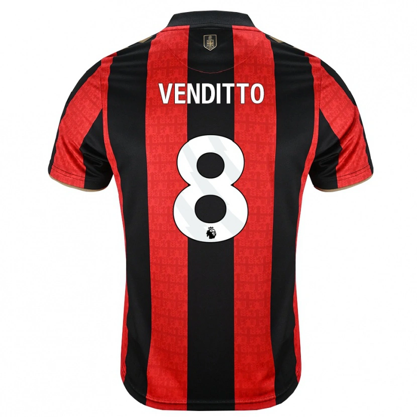 DanxenメンズOlivia Venditto#8ゴールデンロッド レッド ブラックホームシャツ2026/27ジャージーユニフォーム